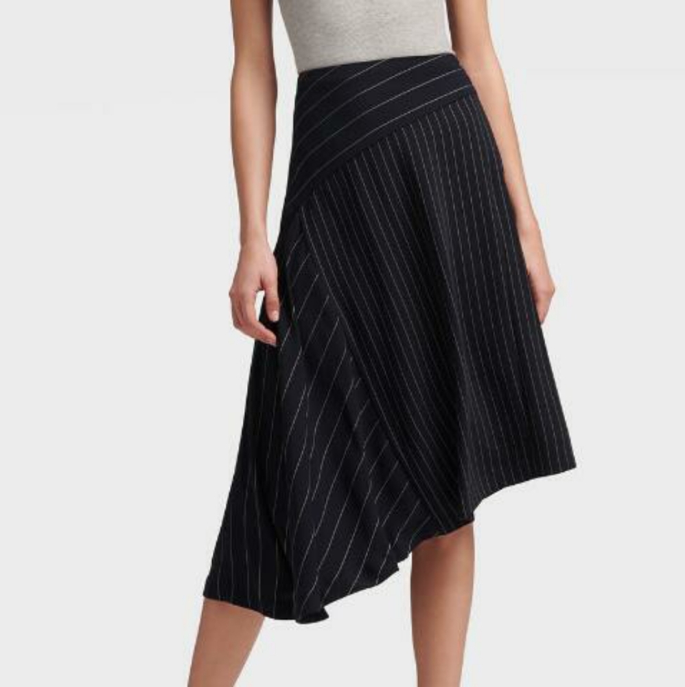 DKNY ASYMMETRICAL STRIPED SKIRT